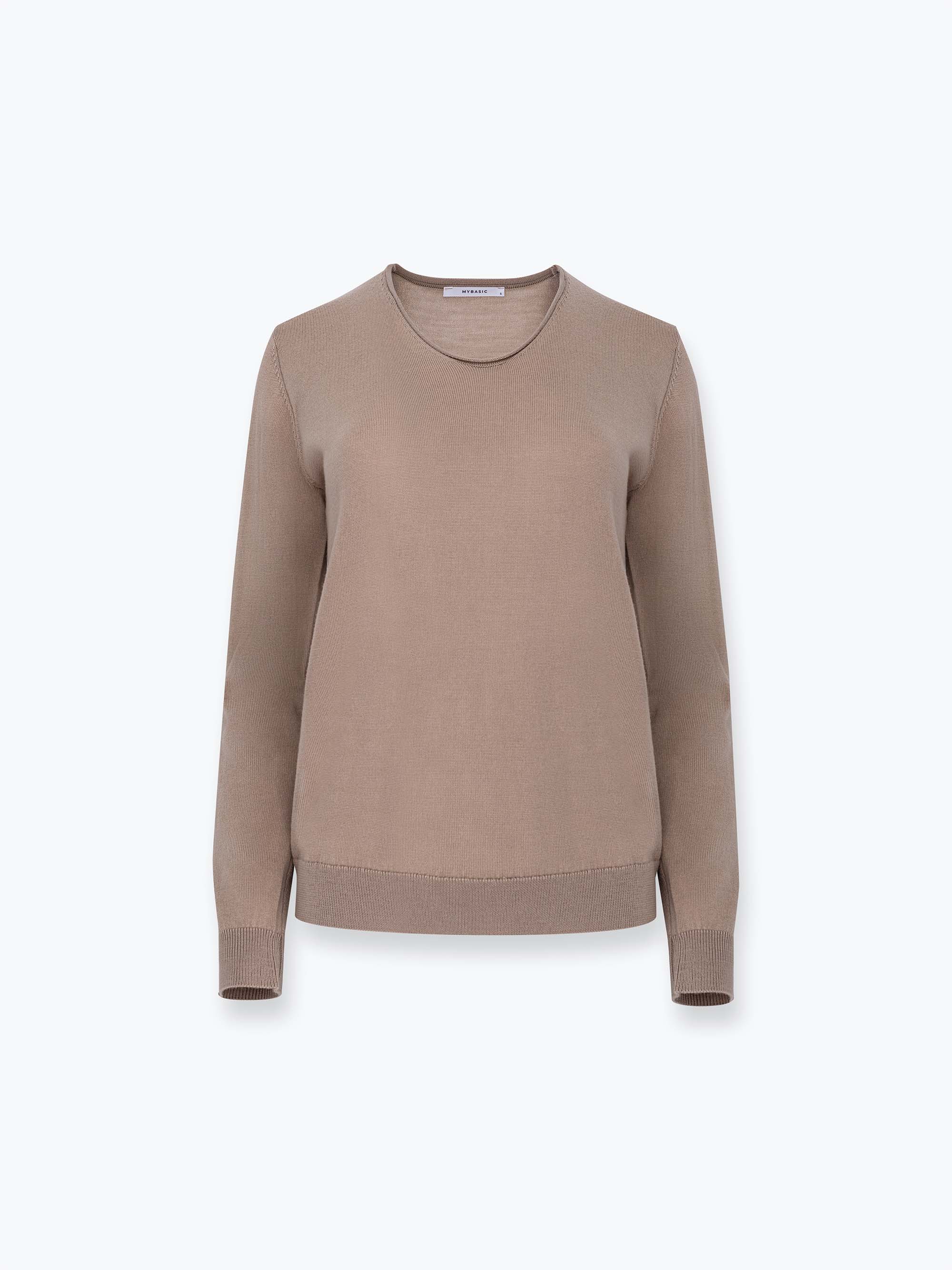 Beżowy sweter z wełny merino damski